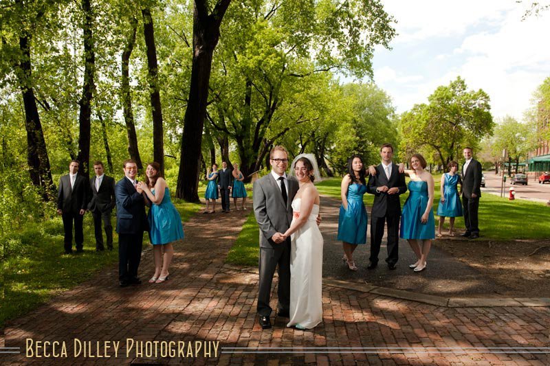 St Anthony Main wedding party photos minneapolis mn