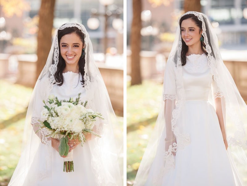 st paul mn wedding at jj hill library bride wearing grandmothers wedding dress
