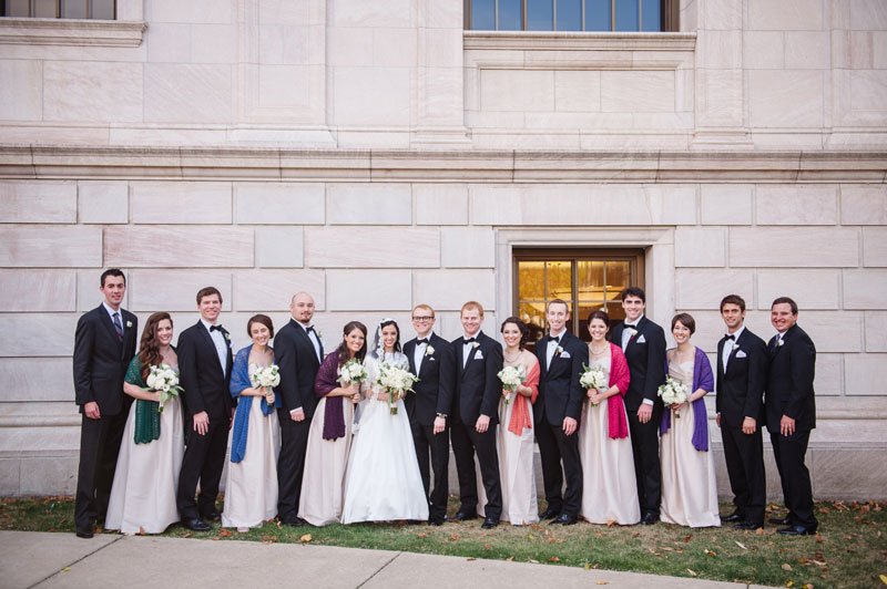 st paul mn wedding at jj hill library large wedding party