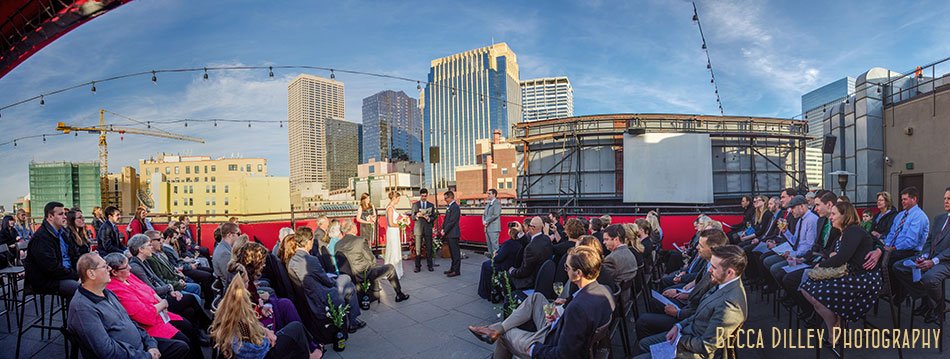 panorama of ceremony solera restaurant downtown minneapolis wedding