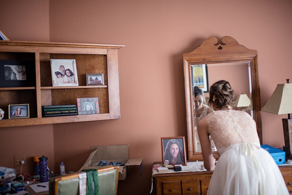bride in childhood home White Bear Lake Backyard Wedding