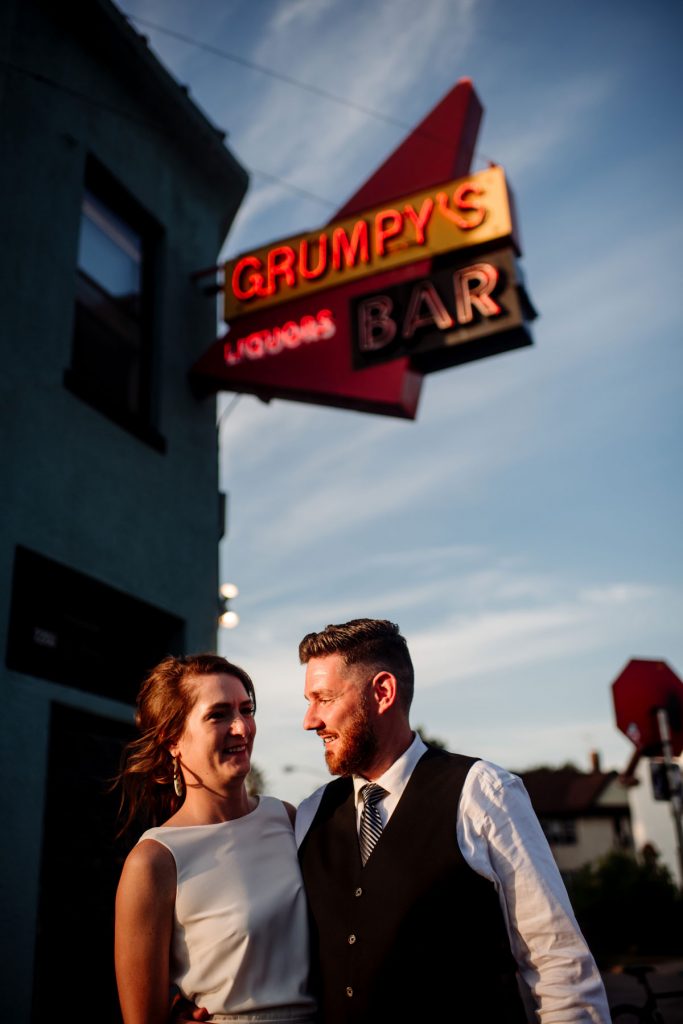 long cocktail hour at dive bar wedding minneapolis northeast