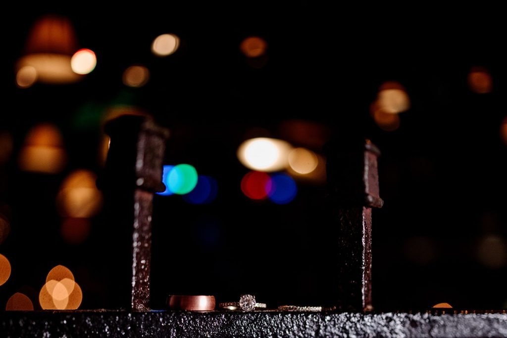 wedding rings on iron details of loring restaurant minneapolis